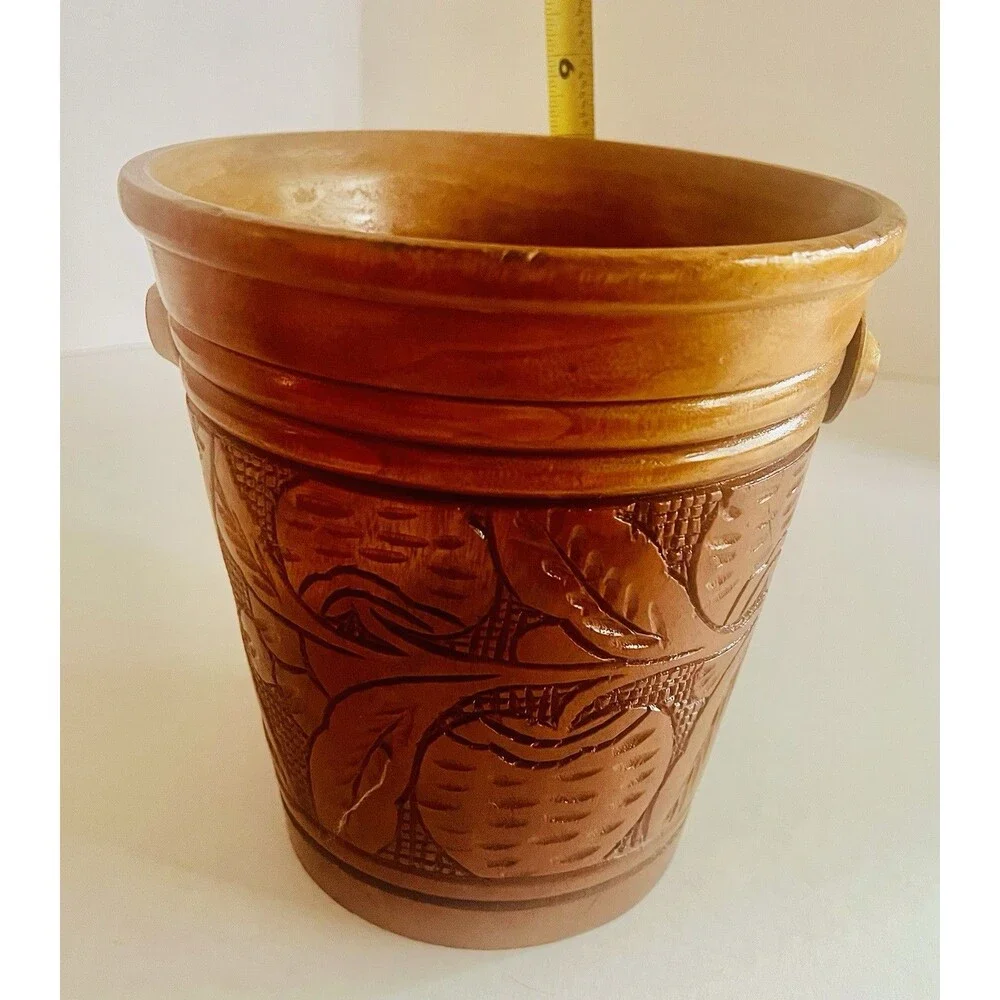 Vintage Wood Tiki Ice Bucket Planter Carved No Lid Or Handle